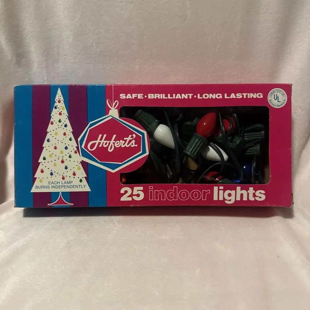 Vintage Hoferts 25 Indoor C-7 1/2 Filament Type Christmas Lights 1040 1950s 1960